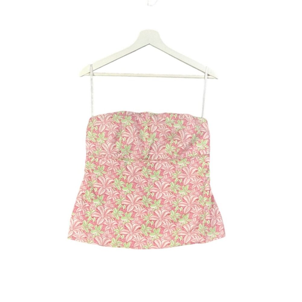 VINEYARD VINES Floral Crop Top Women SZ 10 Elastic Lined Coastal Beach Soft Girl